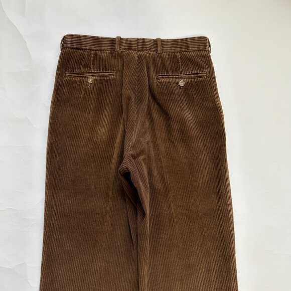 Vtg. Amherst and Brock Mens 33 S Brown Wide Wale Pleated Cuffed Corduroy Pants - Picture 8 of 12